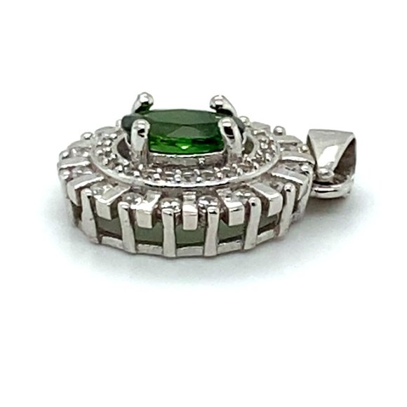 Chrome Tourmaline .55ct White Gold Finish Solid 925 Sterling Silver Pendant - Picture 6 of 7